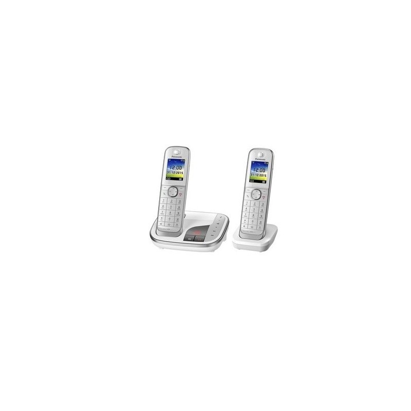 Panasonic KX-TGJ322GW schnurloses Duo DECT Festnetztelefon + AB, Bianco